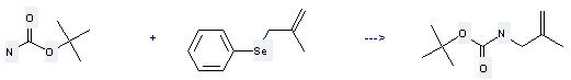 tert-Butyl carbamate can react with Methallyl(phenyl)selenid to get N-(tert-butoxycarbonyl)-2-methyl-2-propenylamine. 